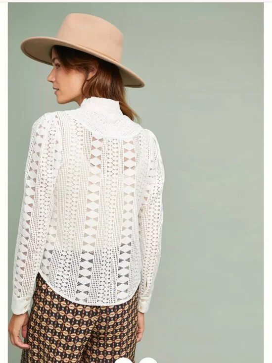Anthropologie Lace Button Down Blouse - Picture 6 of 11